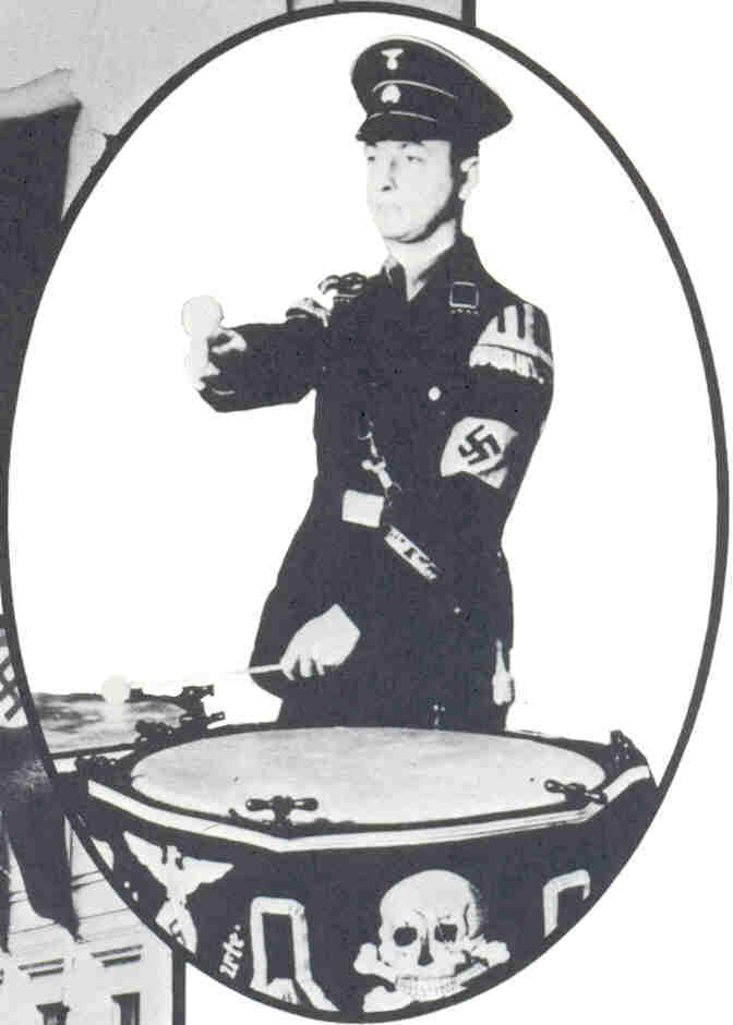 Nazi drum with skull and bones symbol