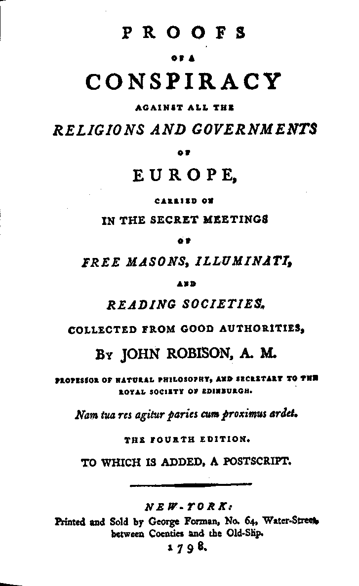 Original cover - Proofs of a Conspiracy - John Robison - 1798